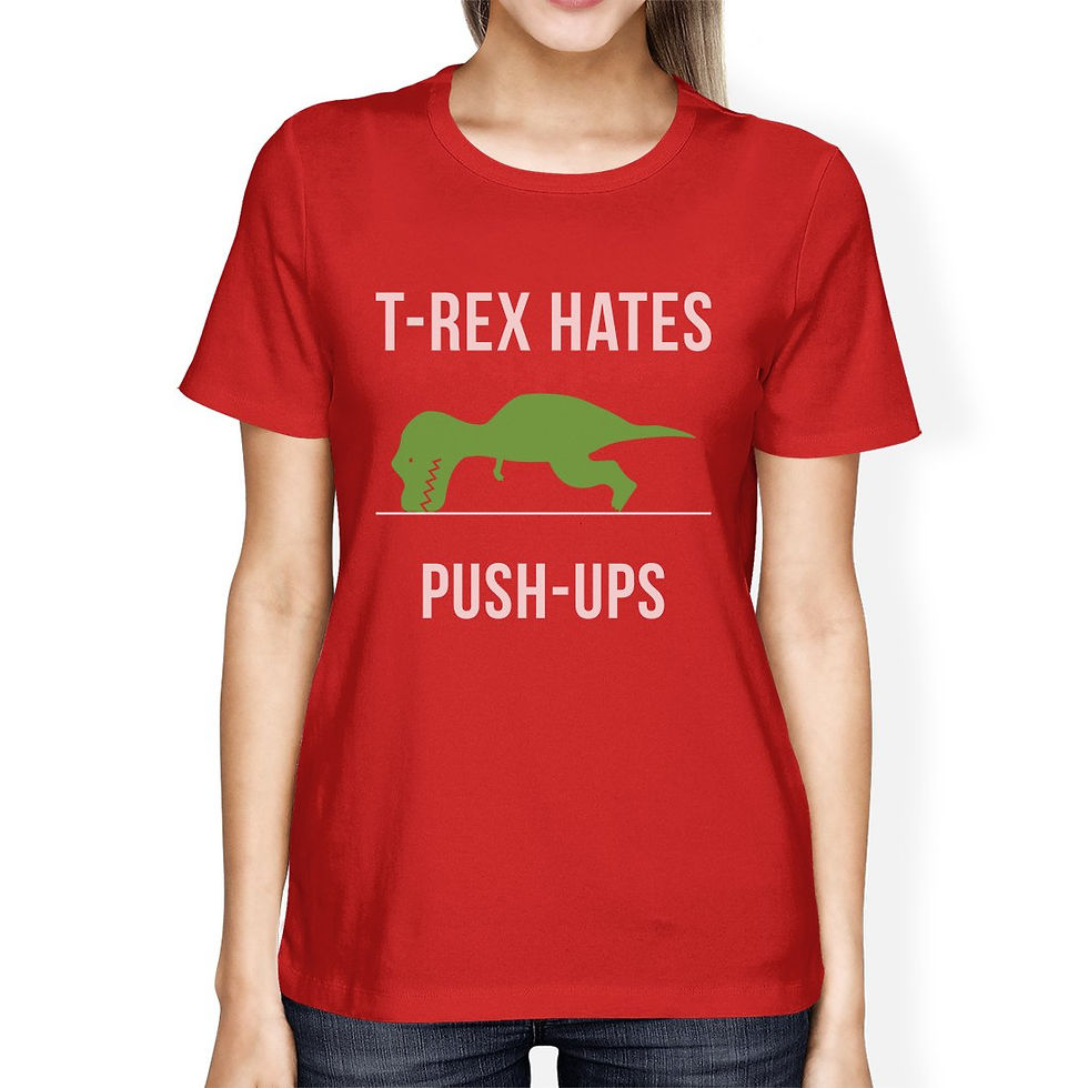 Thumbnail: T-Rex Push Ups Womens Humorous Gym Tops Funny Graphic T-Shirt Gift