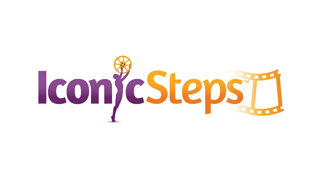 Iconic Steps logo with a man holding a film reel to represent the "i" and a strip of film after the last "s"