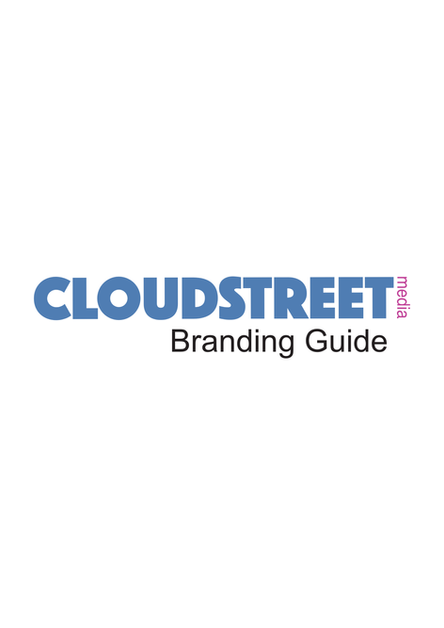 A title page with the Cloudstreet logo and text that says: Branding Guide.
