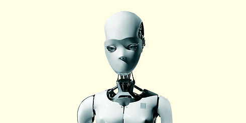 portrait of a robot woman with blinking green eyes. by senior art director andre van leeuwen