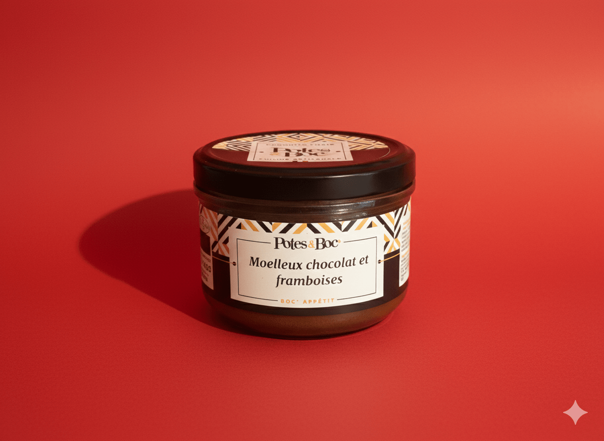 Bocal de moelleux au chocolat et framboises Potes &Boc
