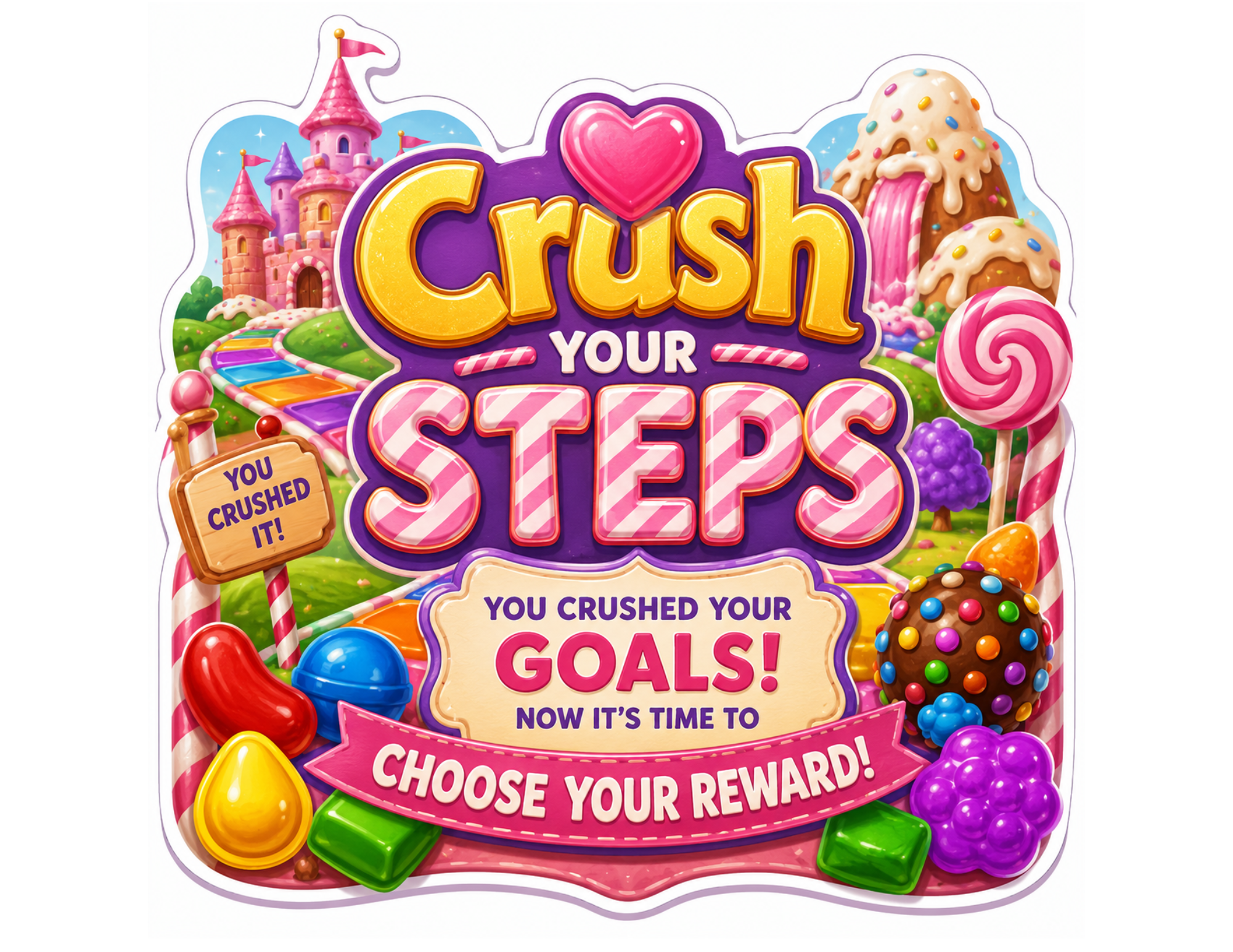 Crushing Steps Candy-Themed Walking Challenge | Printable Step Tracker PDF |