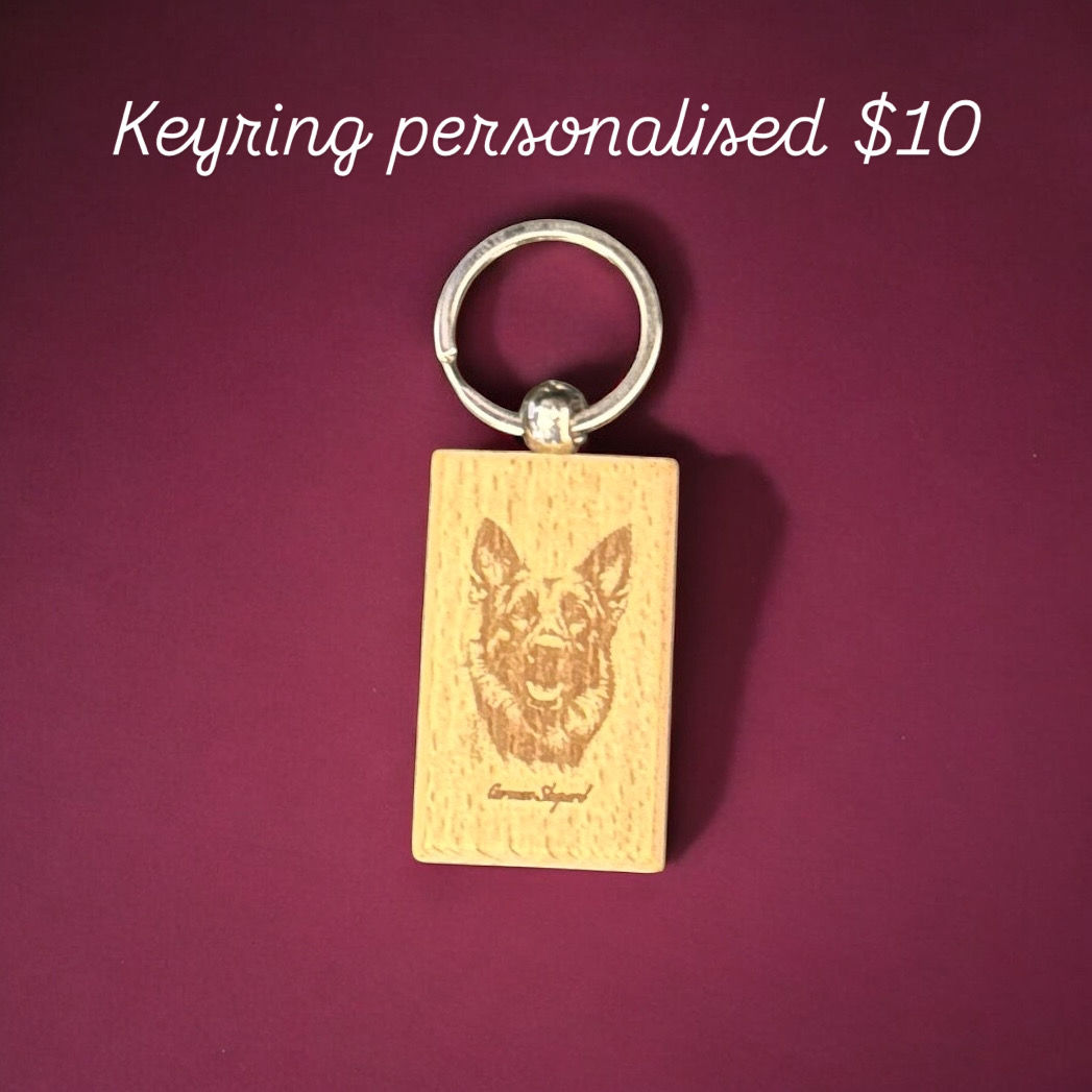 Wooden Keyring- Personalised/ breed specific