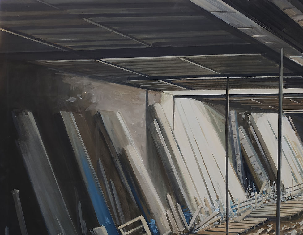 Thumbnail: Quadro, dipinto archeologia industriale, industrial style, fabbrica abbandonata a Milano, urbex, moderno. Acrilico su tela.