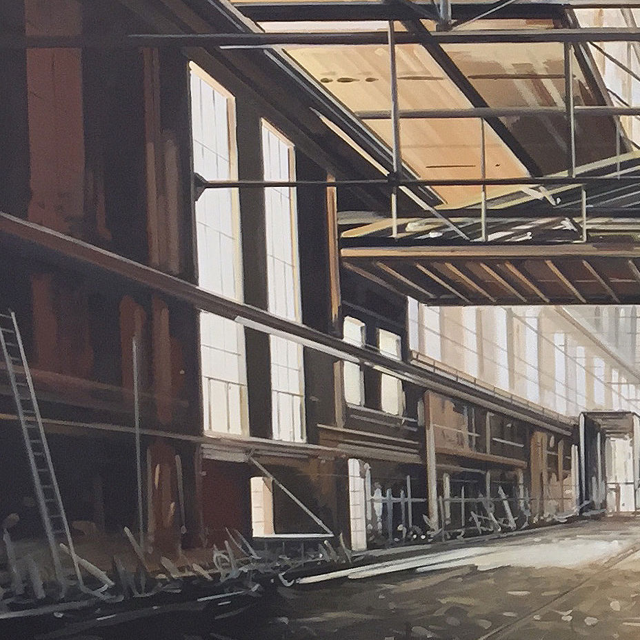 Miniatura: Quadro fabbrica abbandonata a Milano. Stile industrial chic. Dipinto acrilico su tela.