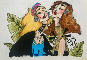 SarahLôrenk,BeijoBeijoAmiga,42x59cm,Aqu