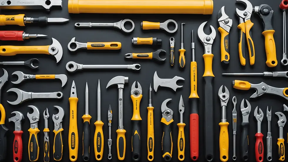 Eye-level view of maintenance tools neatly organized