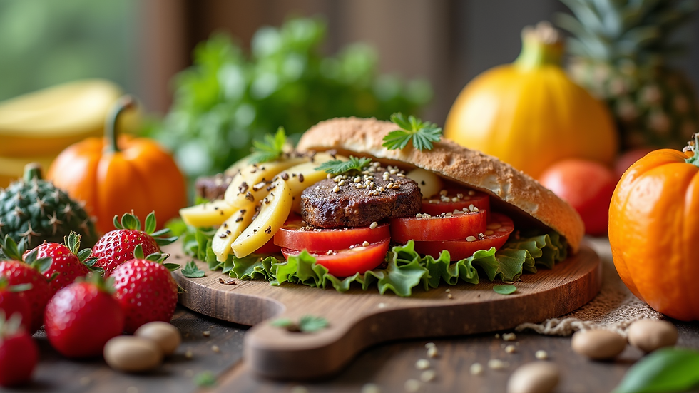 Plano detalle de un plan nutricional personalizado con alimentos frescos y coloridos