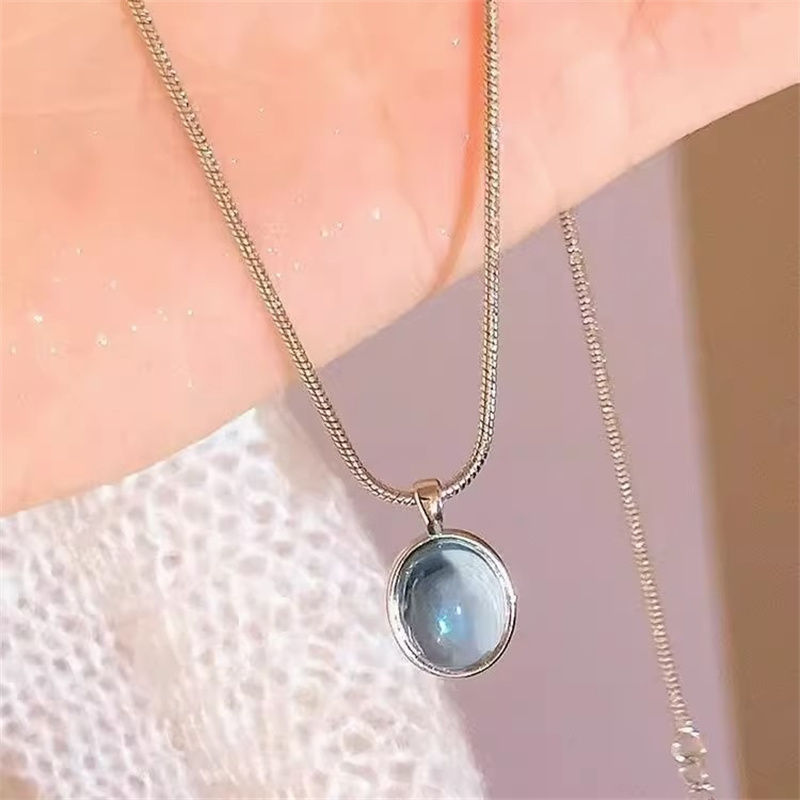 Moonlight Blue Gem Pendant Necklace