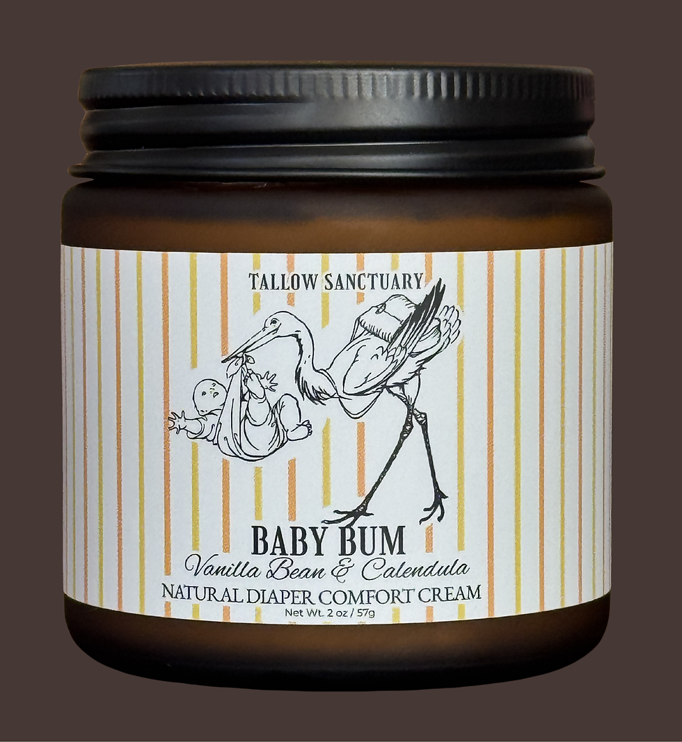 Baby Bum grass-fed tallow diaper comfort cream with non-nano zinc oxide by Tallow Sanctuary