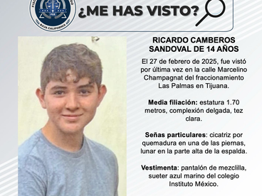 PESQUISA DE RICARDO CAMBEROS SANDOVAL DE 14 AÑOS DE EDAD