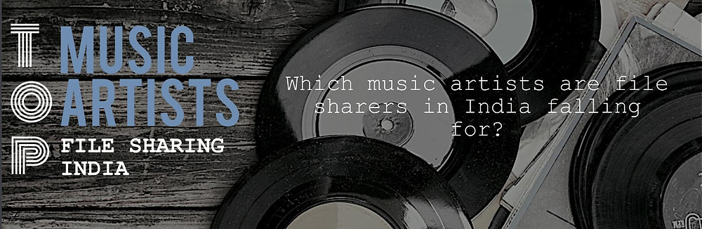 Header of TECXIPIO infographic on India's list of popular music artists. A teaser is saying: "Which music artists are file sharers in India falling for?"