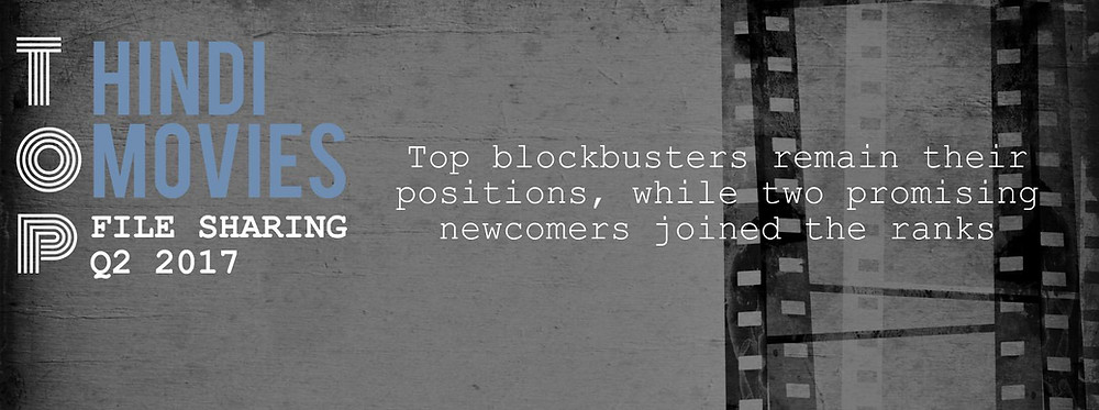 Cover image of the TECXIPIO infographic about the top 10 hindi movies released in 2017 (Second Quarter). A teaser says: Top blockbusters remain their positions, while two promising newcomers joined the ranks