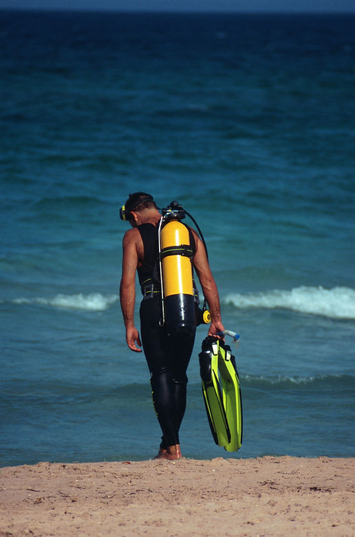 Diver on Beach