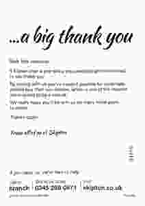 Thank you note from Skipton