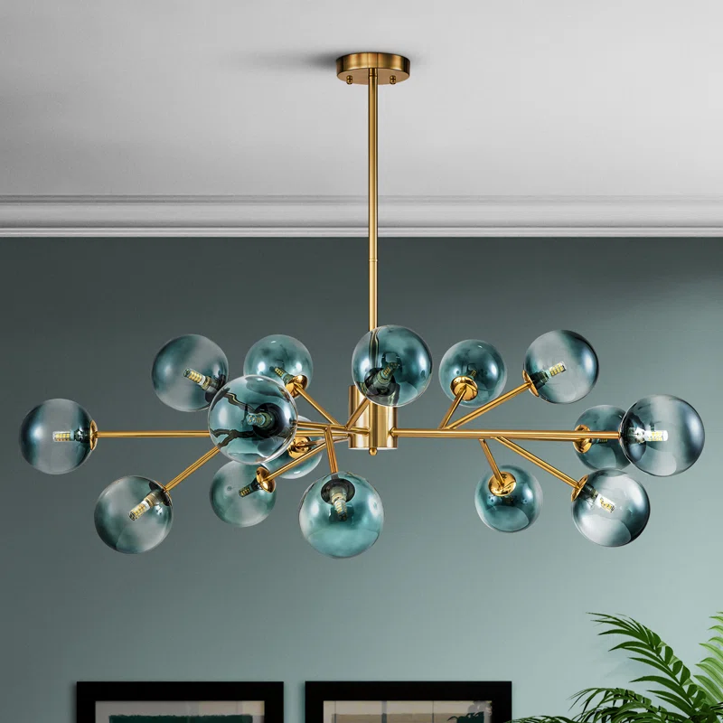 Burness 15 - Light Dimmable Sputnik Modern Linear Chandelier 10 Shalom Blac Home Decor Must-Haves