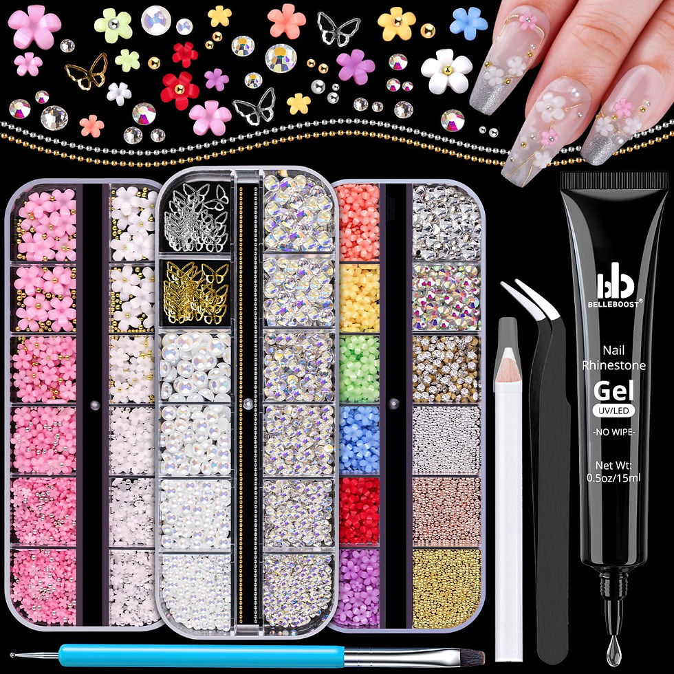 Custom Press on Nails 3D Nail Charms, Manicure Kit