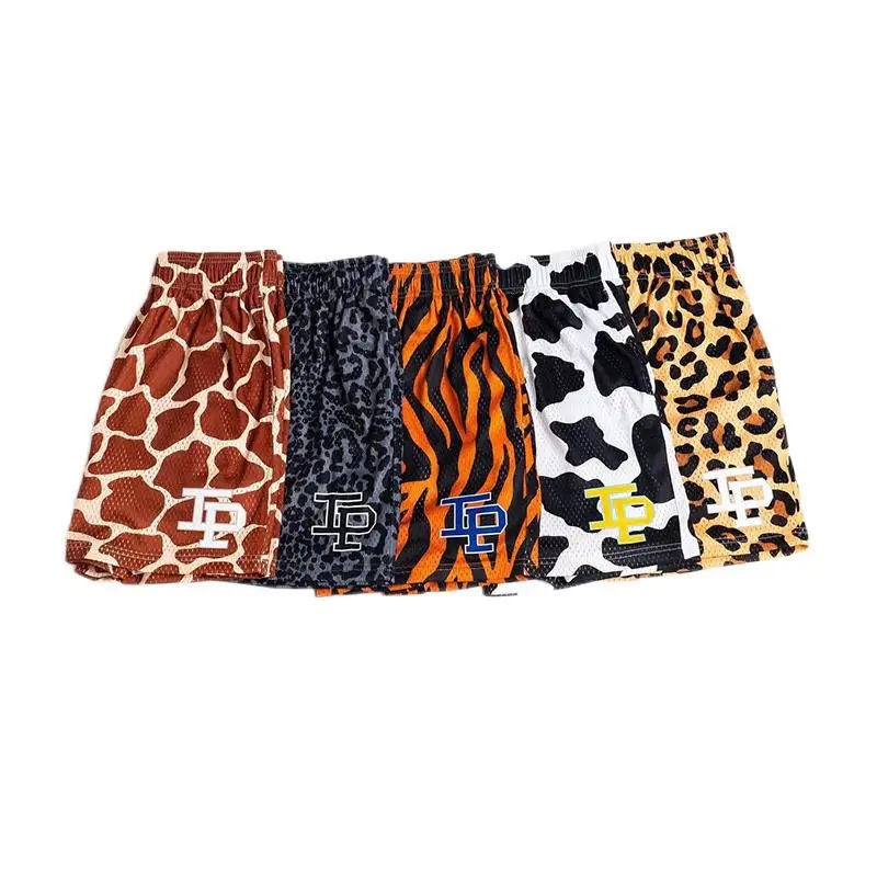 Summer Men's INAKA IP Animal Print Mesh Shorts Drawstring Elastic Waist Breathab