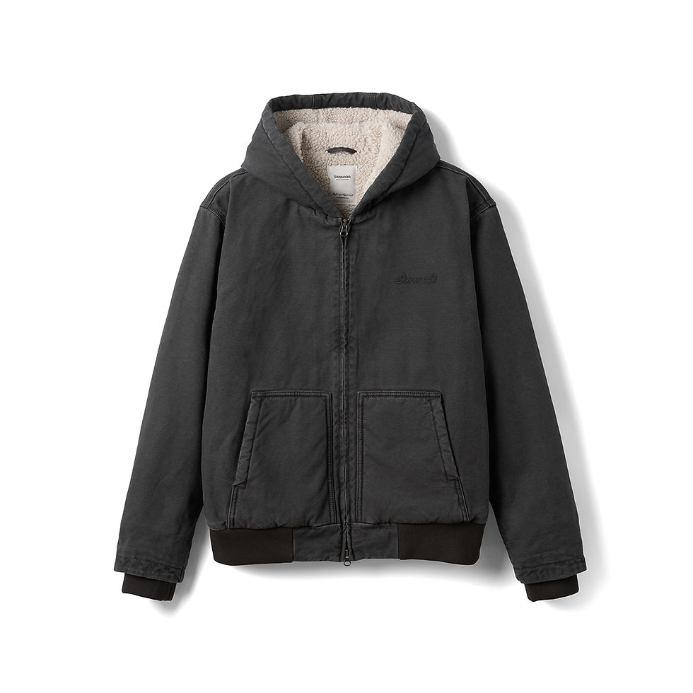 Miniatura: SIMWOOD Men's Oversized Hooded Coat Washed Vintage Sherpa Lining Heavyweight Win