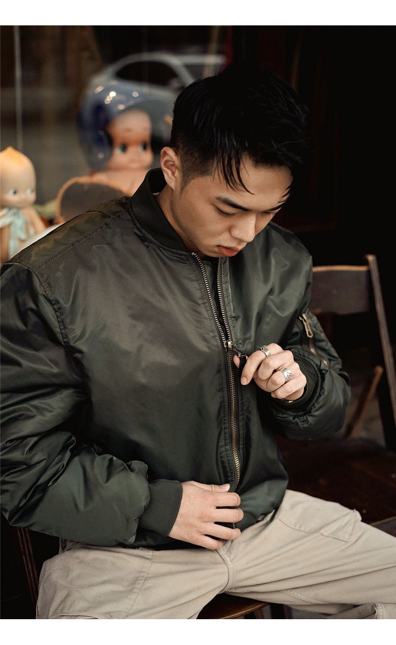 Miniatura: DAFEILI Military MA1 Nylon Padded Windproof Winter White Men Bomber Jacket Quilt