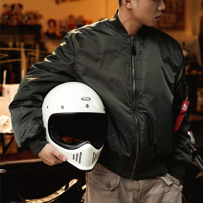 DAFEILI Military MA1 Nylon Padded Windproof Winter White Men Bomber Jacket Quilt