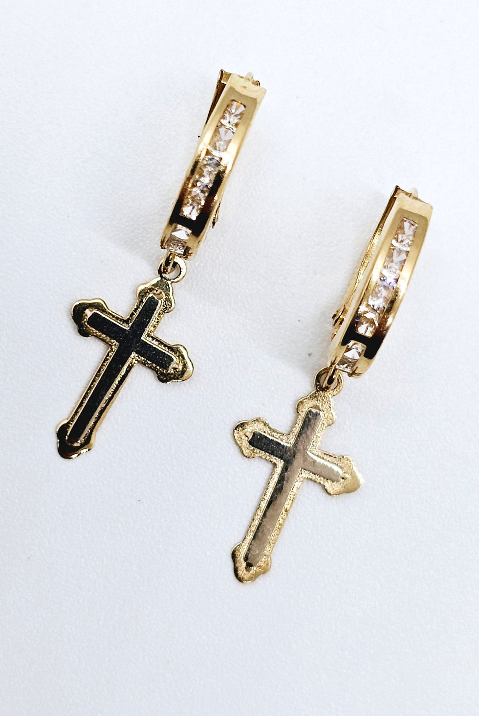 Miniatura: ARRACADAS CRUZ ORO 14K.