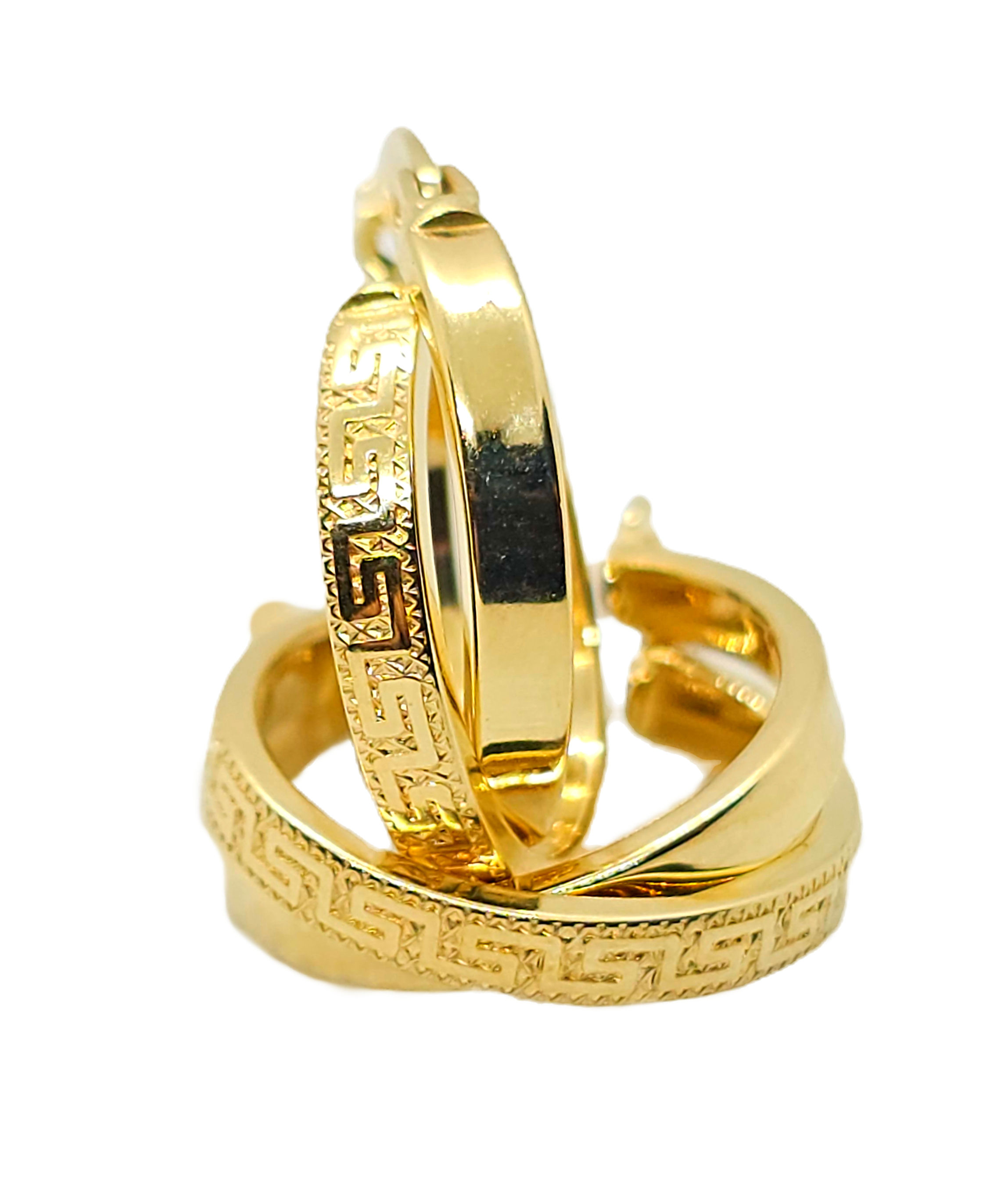 14K GOLD GREEK EARRINGS.