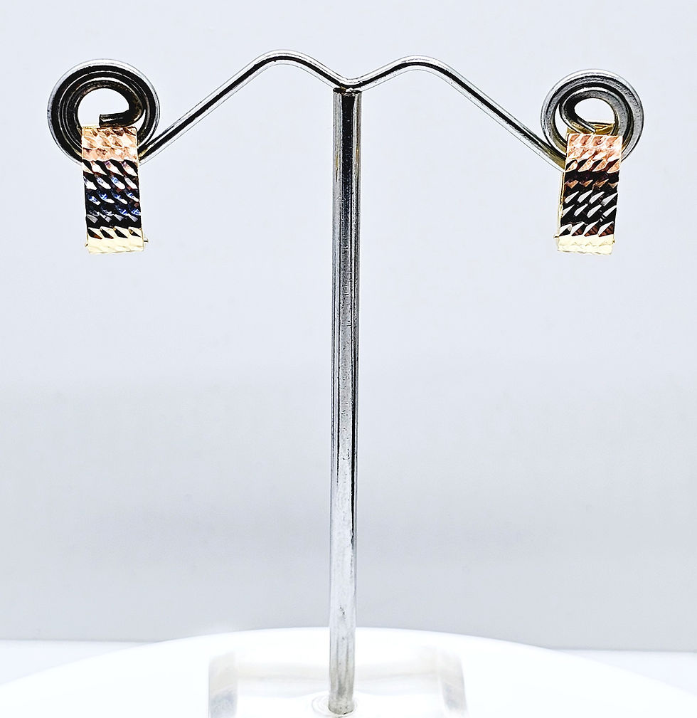 Thumbnail: 14K GOLD DIAMOND CUT EARRINGS.
