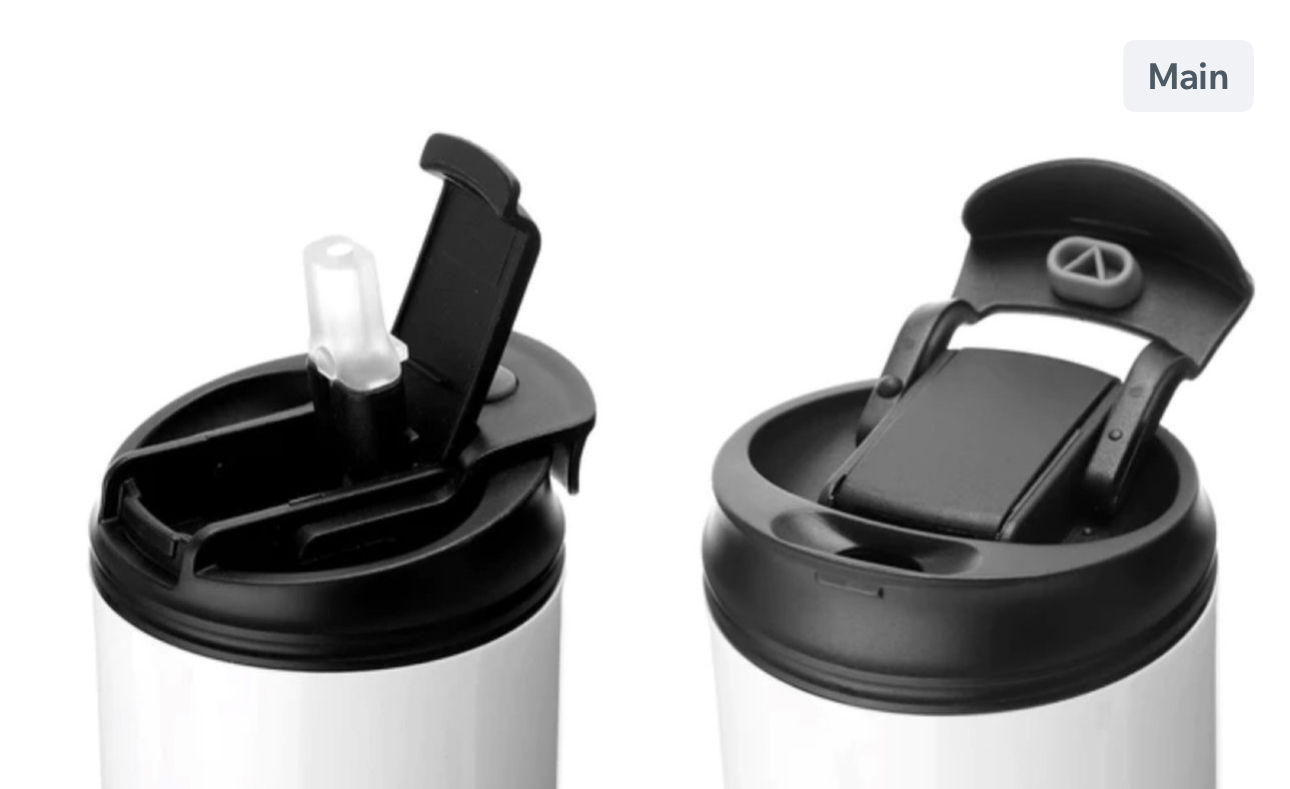 Dual lid stainless steel 20oz white tumbler - with laser image 