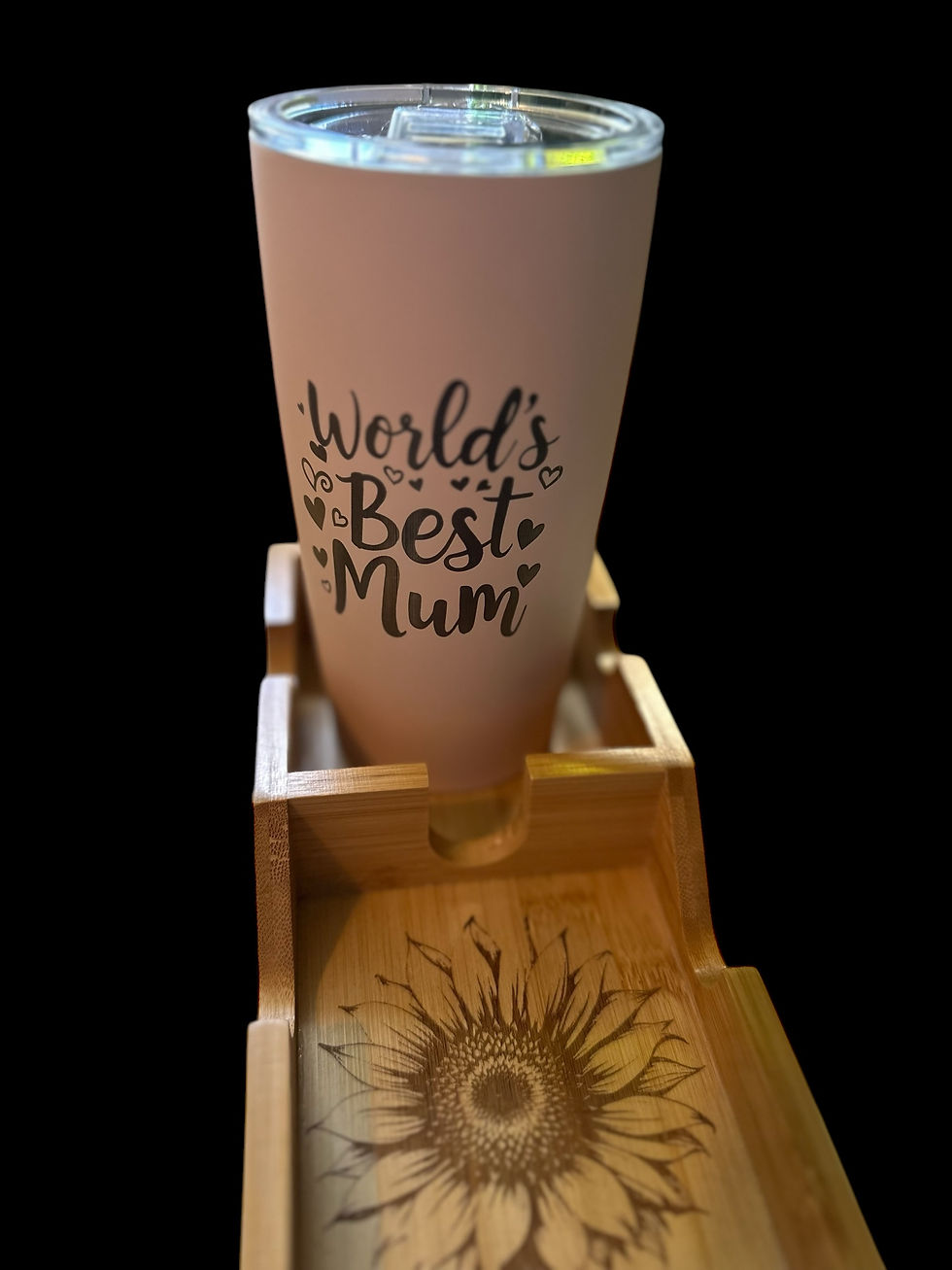Thumbnail: Ready made World’s best mum gift (arm rest station with double wall tumbler) 