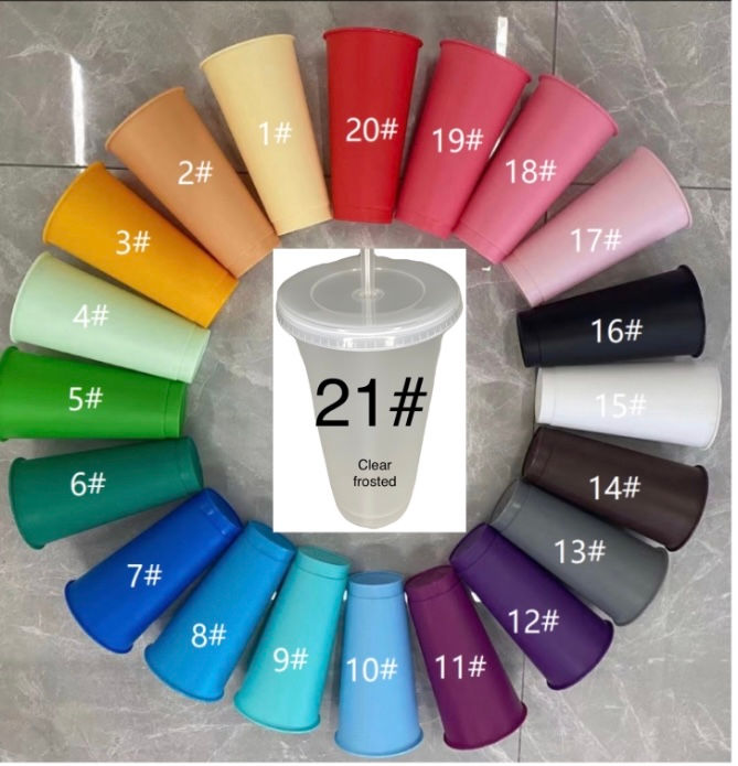 24oz solid colour cold cup with lid and matching straw (inc clear/blk/white)