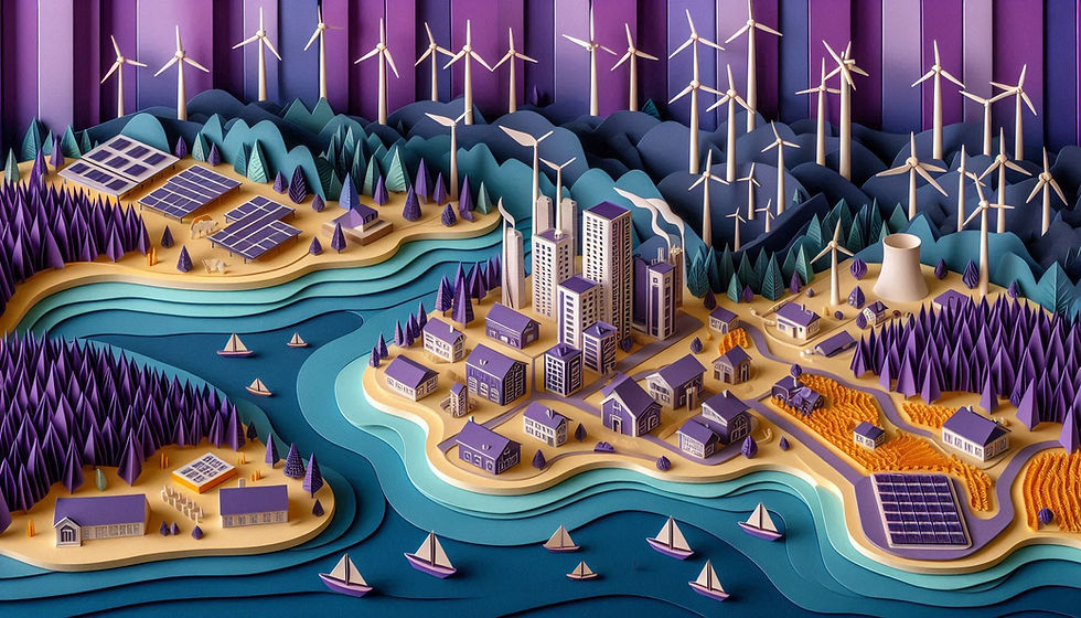 A cityscape in papercraft, quilling style.jpeg