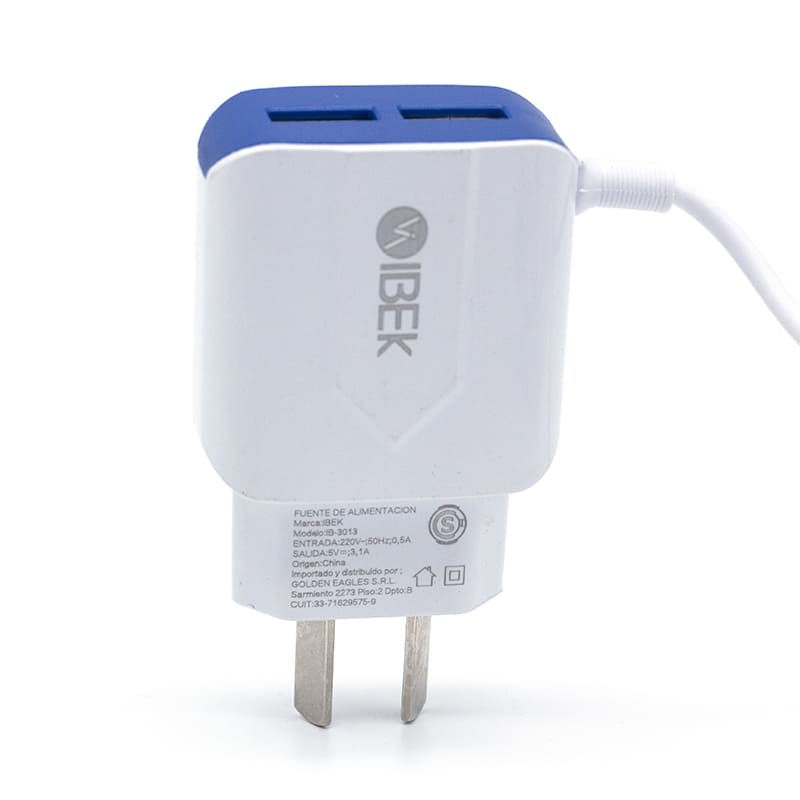 Miniatura: CARGADOR IBEK MICRO USB V8 3.1A CARGA RAPIDA 2 PUERTOS USB CON CABLE