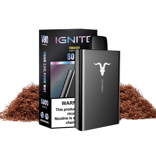 IGNITE V80 TOBACCO BLACK EDITION 8000 PUFFS 5% POD RECARGABLE USB-C