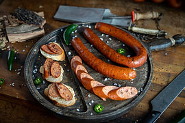 Naturally Hardwood Smoked Burnt End Sausage Retail Rope with Jalapeno