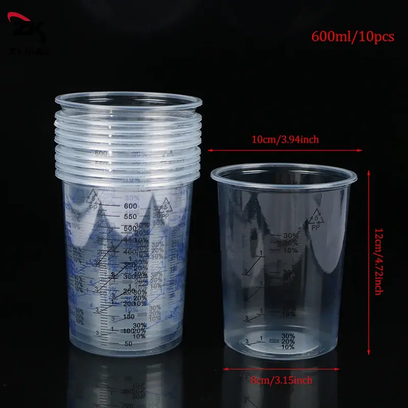 Thumbnail: 10Pcs 600ml/1000ml Paint Mixing Calibrated Cup Disposable Plastic Cups