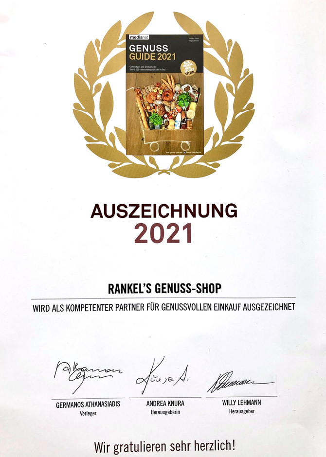 Auszeichnung für Rankel´s geNUSSshop
