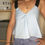 Thumbnail: Zara Light Blue Top With Black Straps Size S