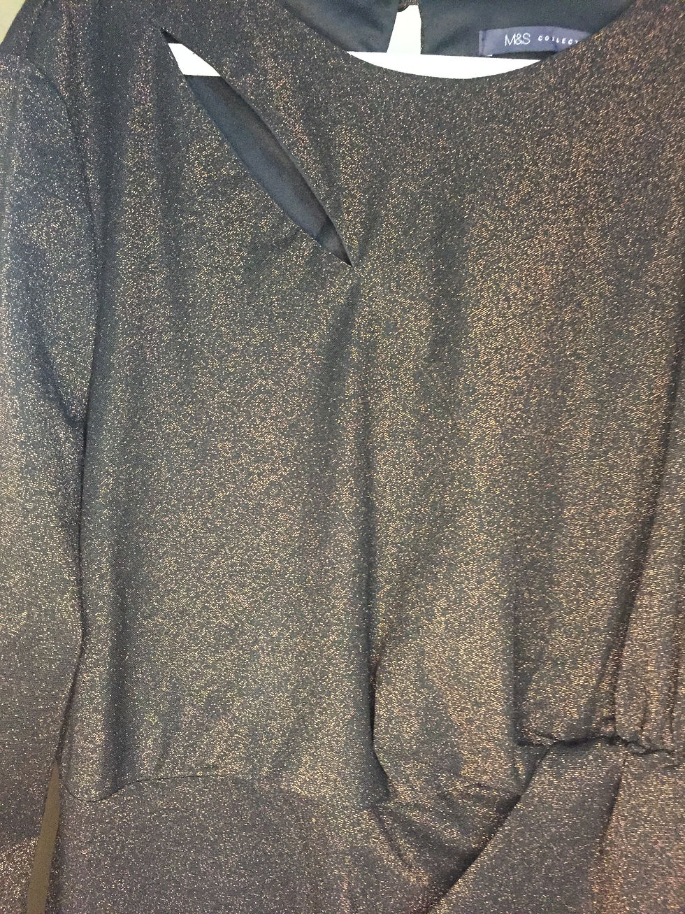 Thumbnail: M&S Black and Copper Sparkly Dress Size 16