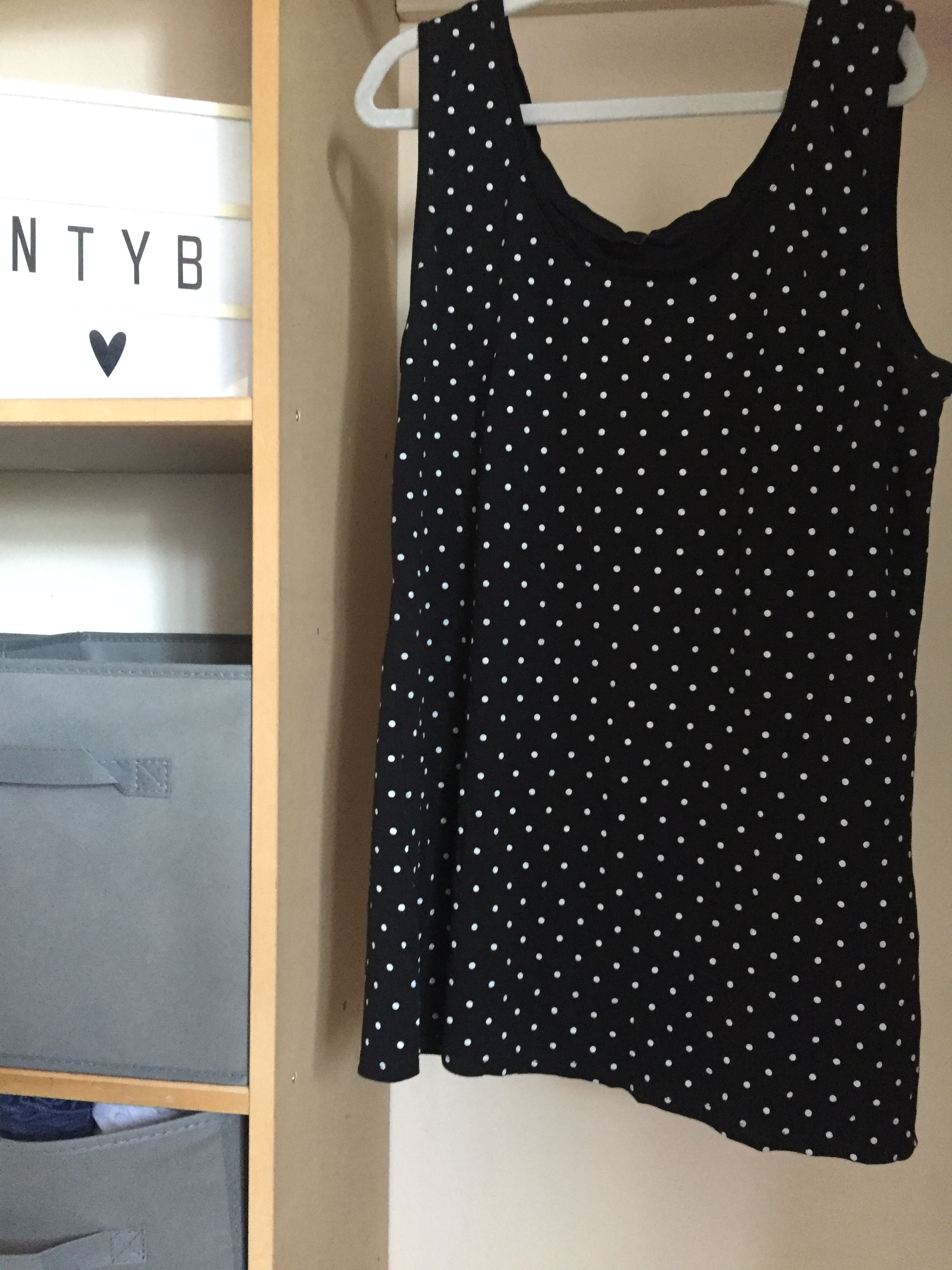 Kiabi Black Vest Top With White Spots Size 18