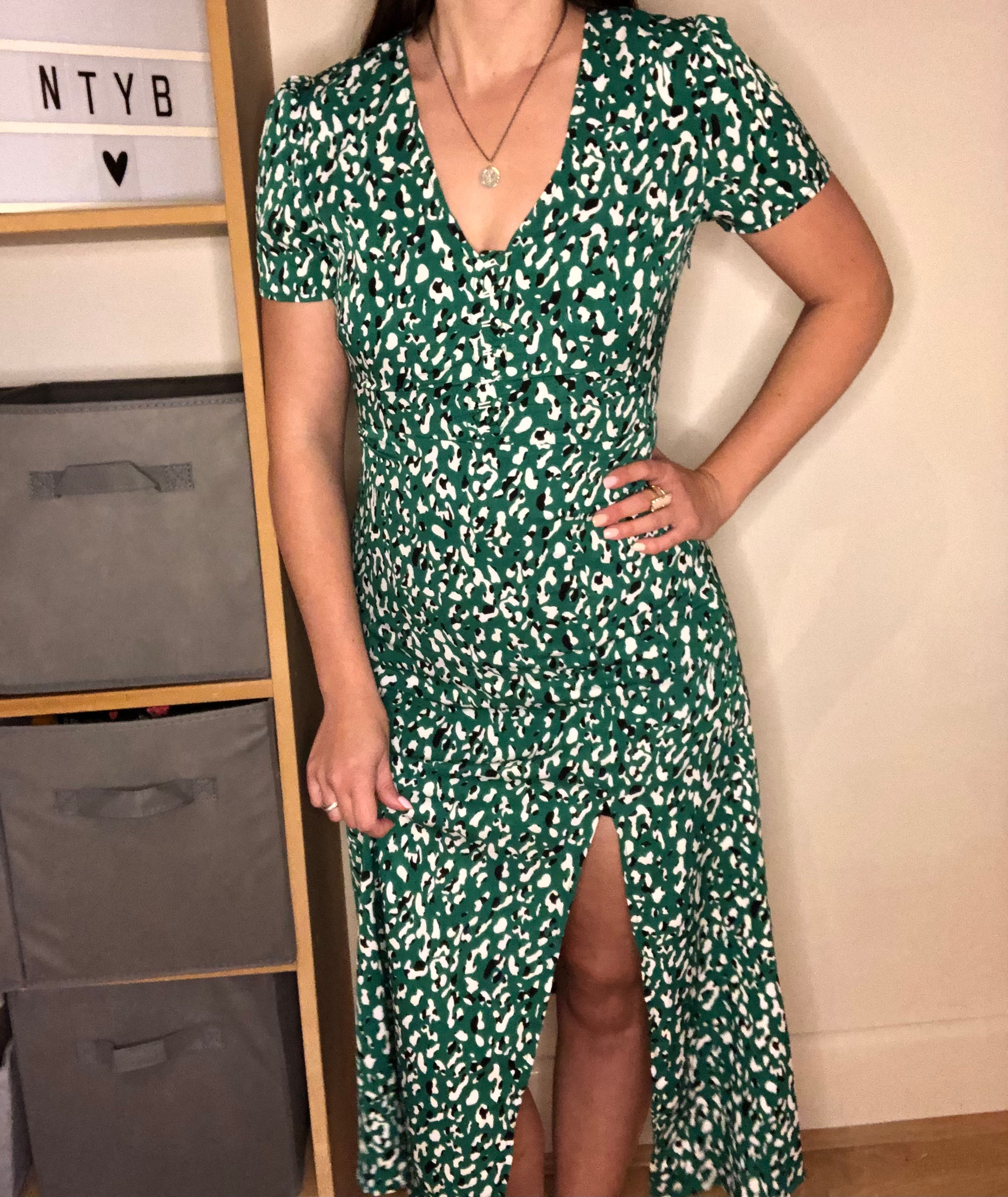 Missguided Green Animal Print Dress Size 10