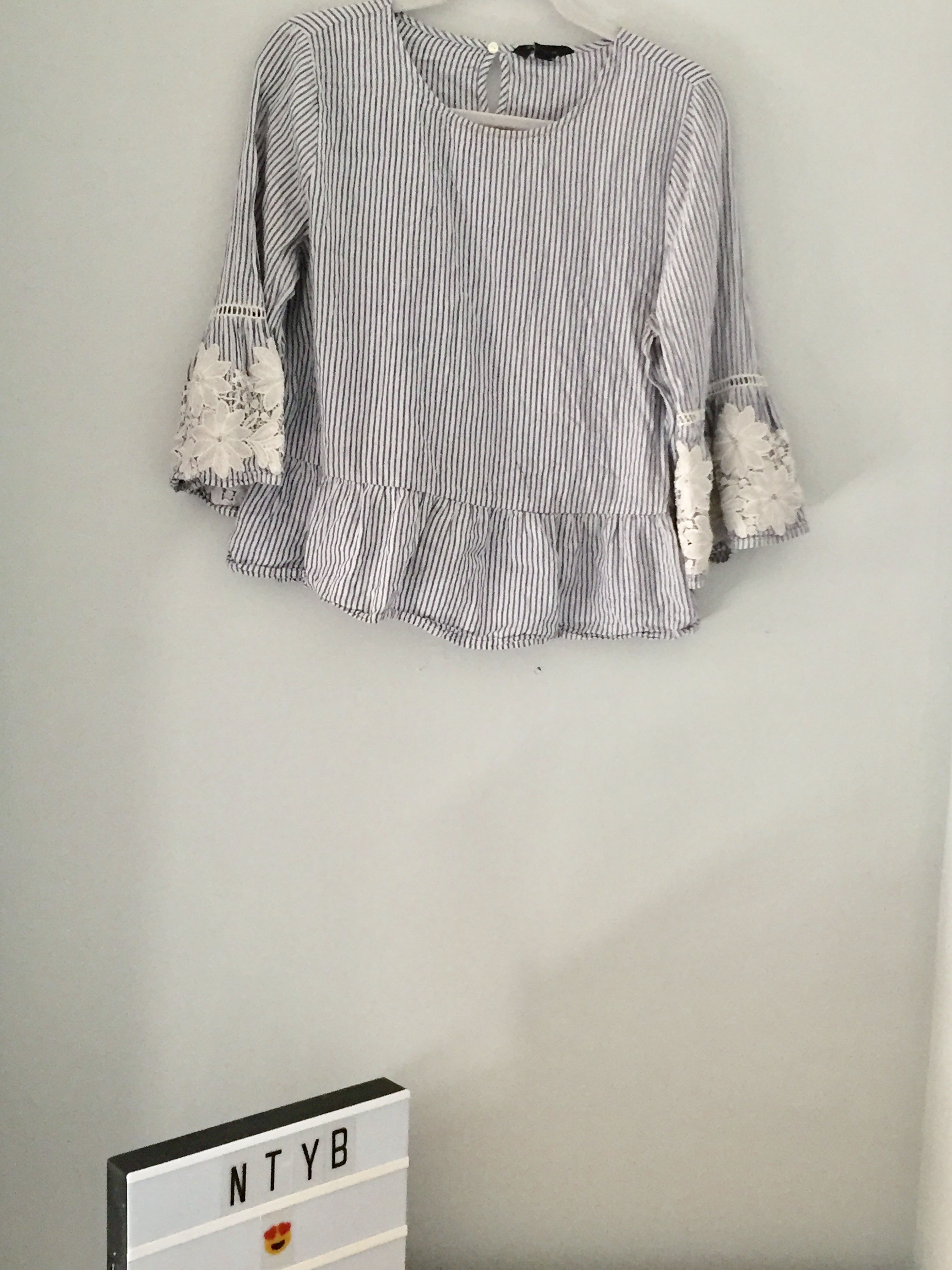 New Look Blue And White Stripe Top Size 16
