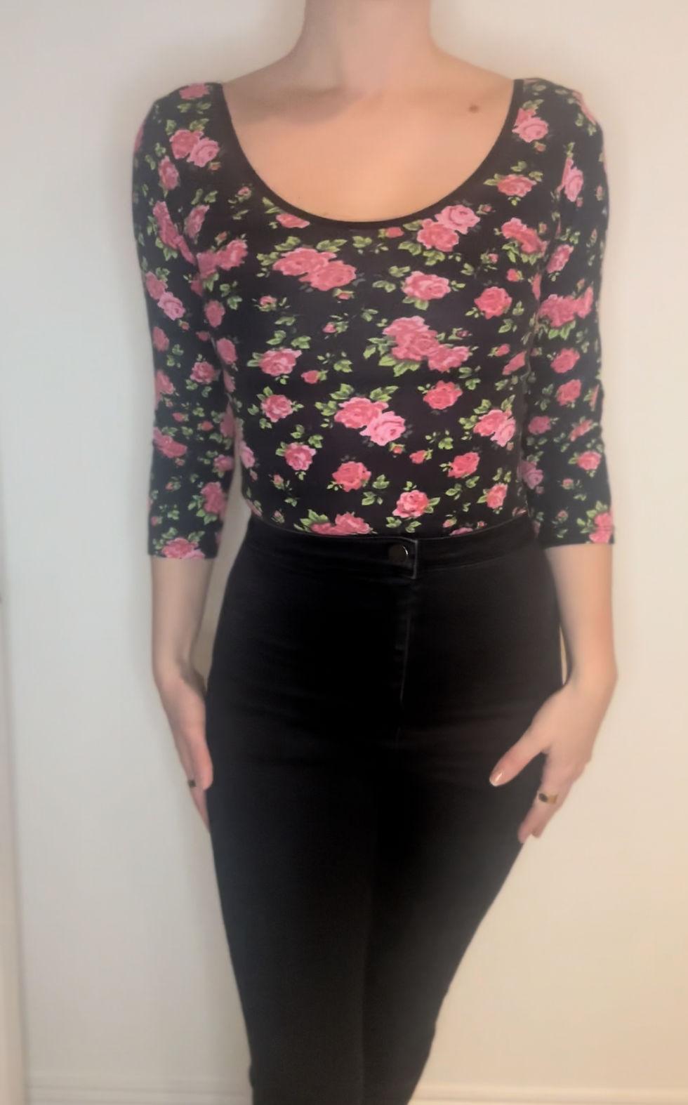 Thumbnail: Primark Black & Pink Floral Body - Size 14 - Preloved