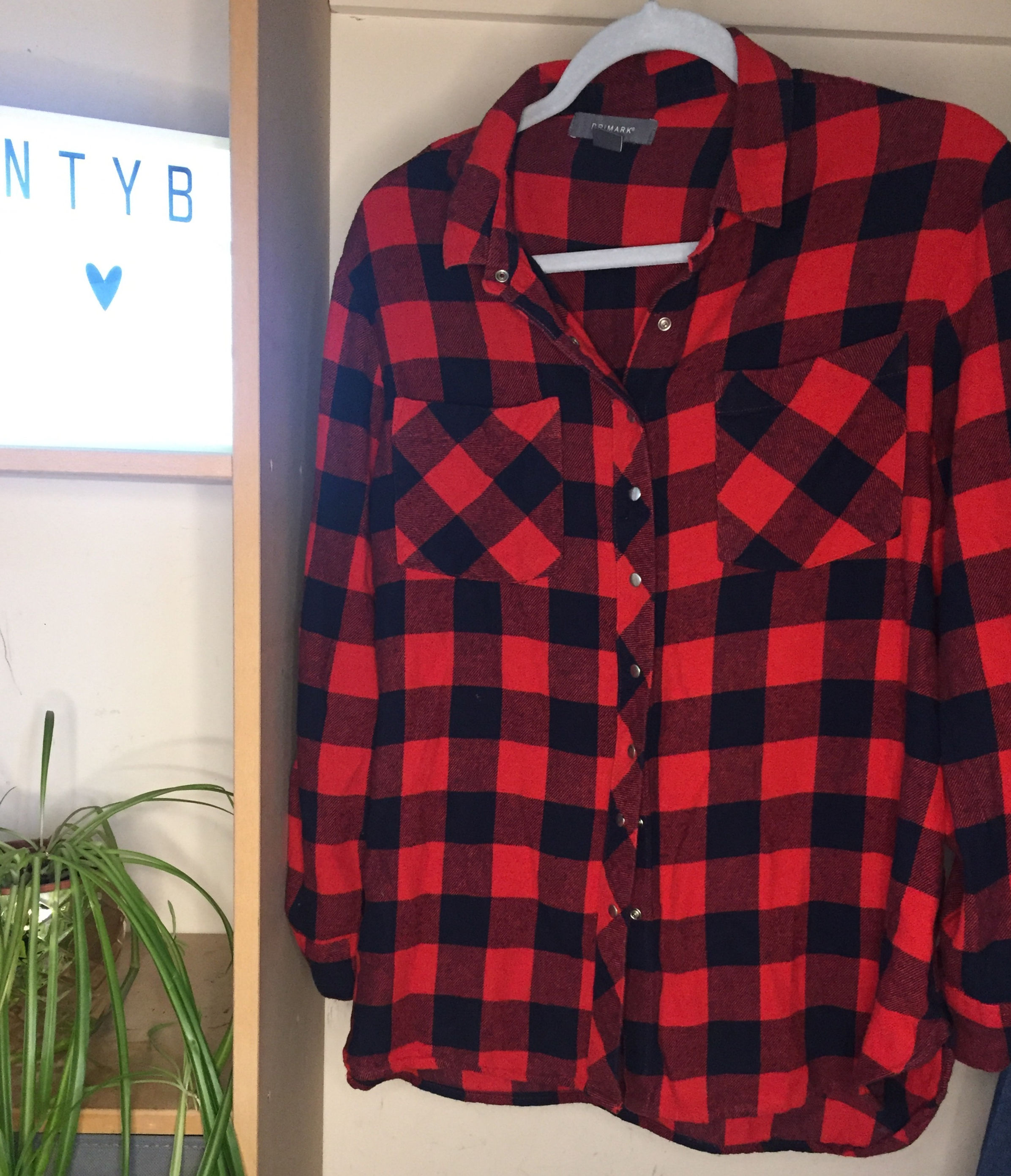 Primark Red And Black Checked Shirt Size 14