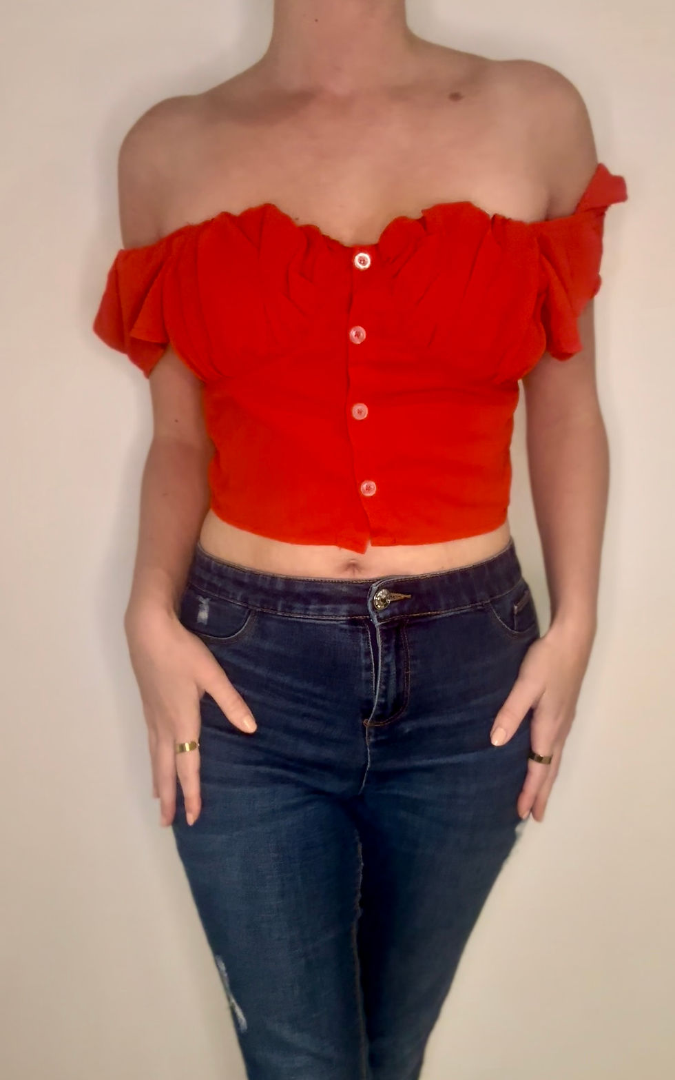 Thumbnail: Nasty Gal Red Cropped Top Size 12 - Preloved