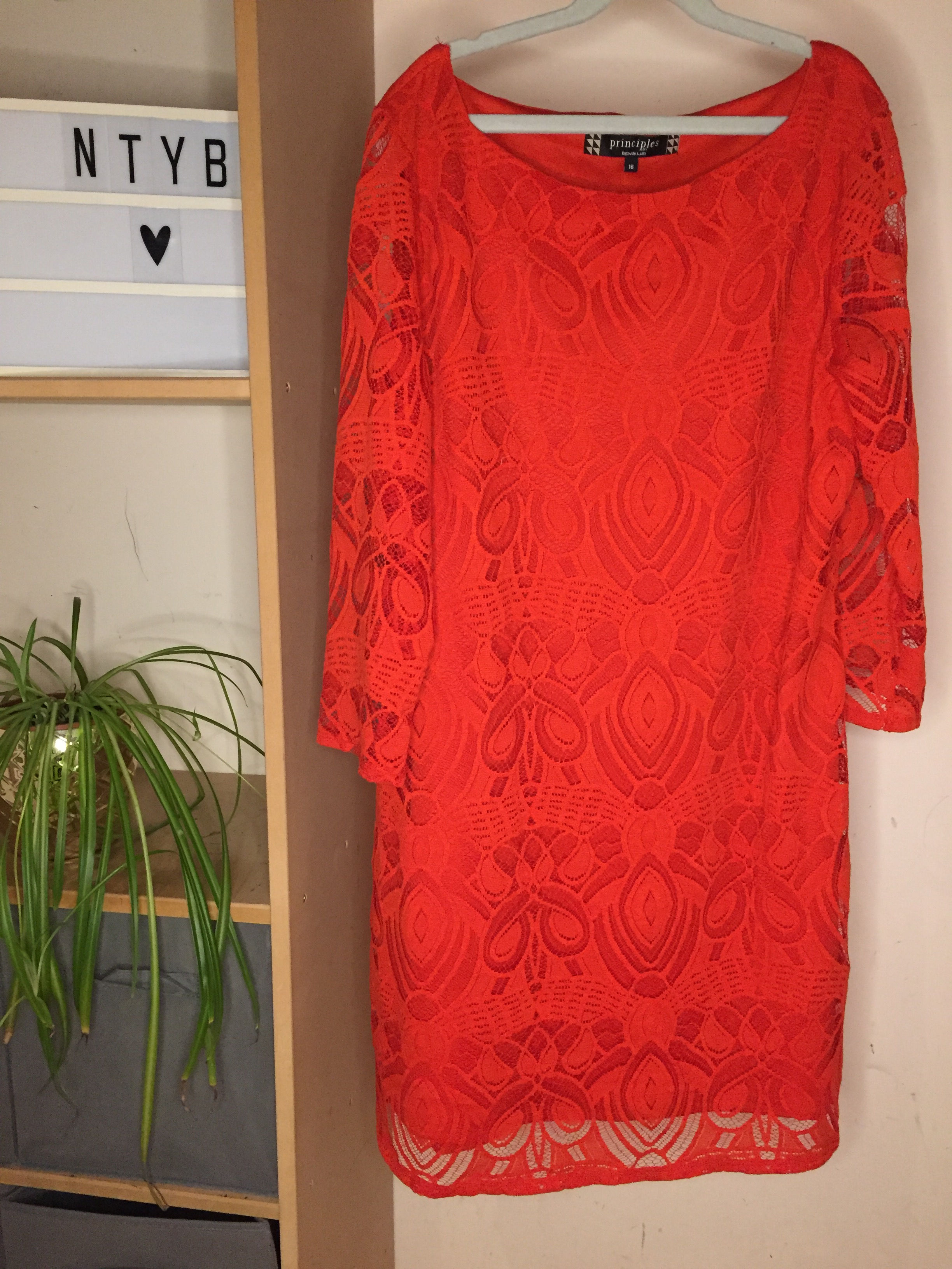 Principle Red/Orange Overlace Dress