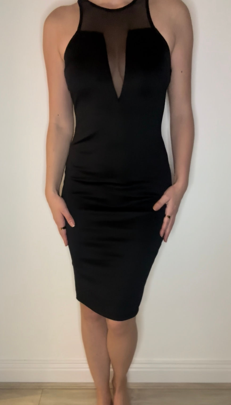 Thumbnail: AX Paris Black Mesh Dress - Size 12 - Preloved
