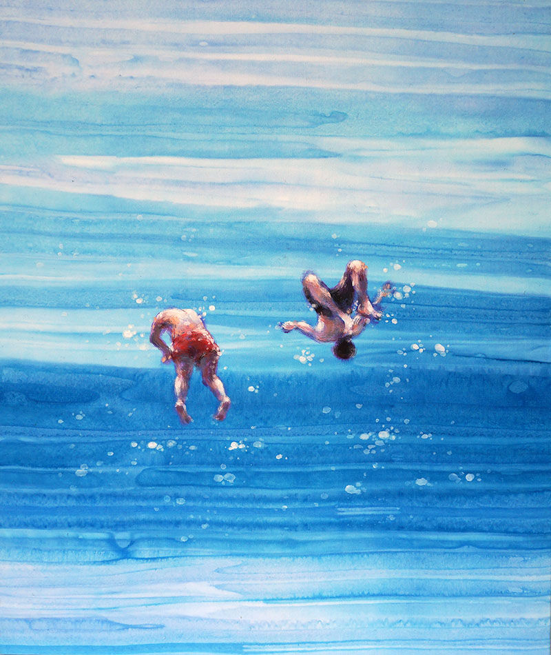16_swimming days_46x38cm acrylic on fabr