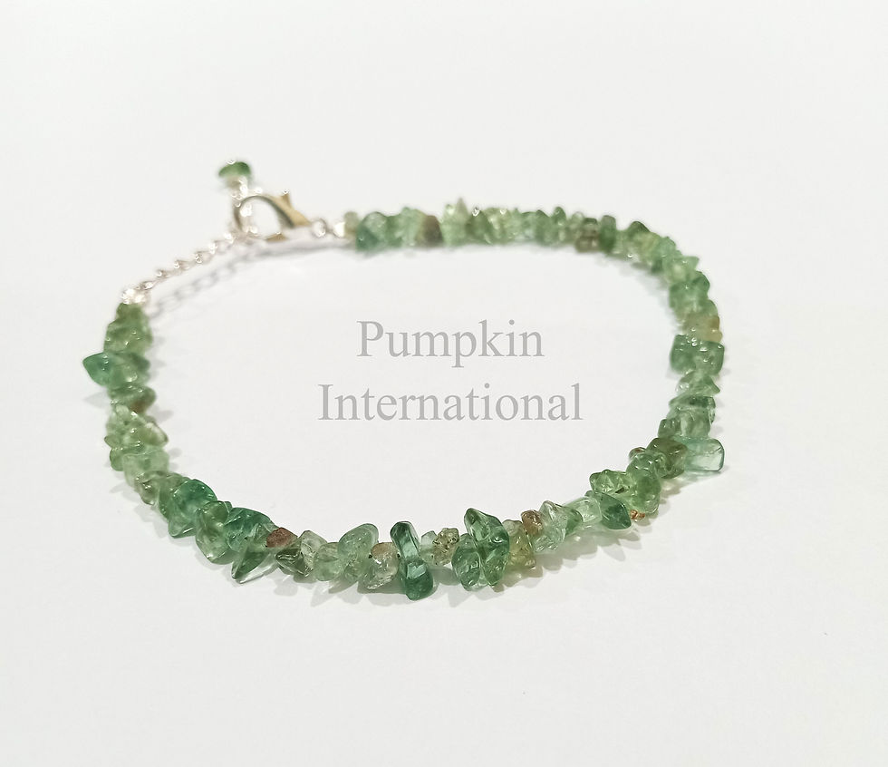 Thumbnail: Fluorite Gemstone Uncut Beads Bracelet With 925 Sterling Silver Chain