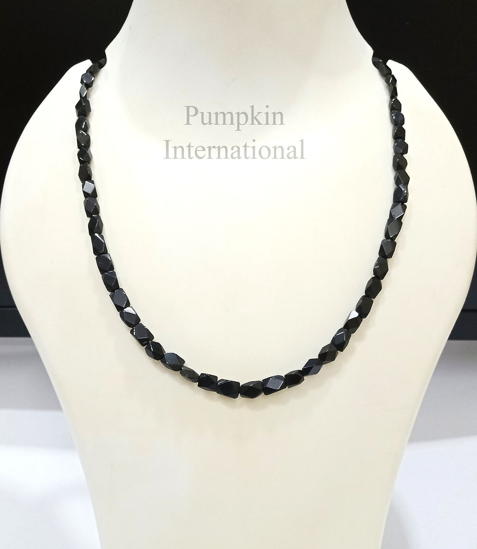 Thumbnail: Black Tourmaline Gemstone Faceted Beads Necklace